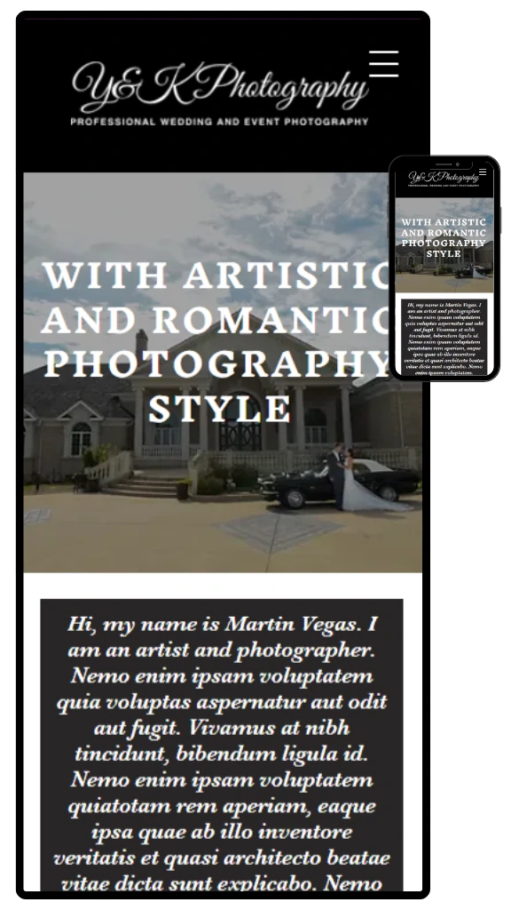 Photographer website design