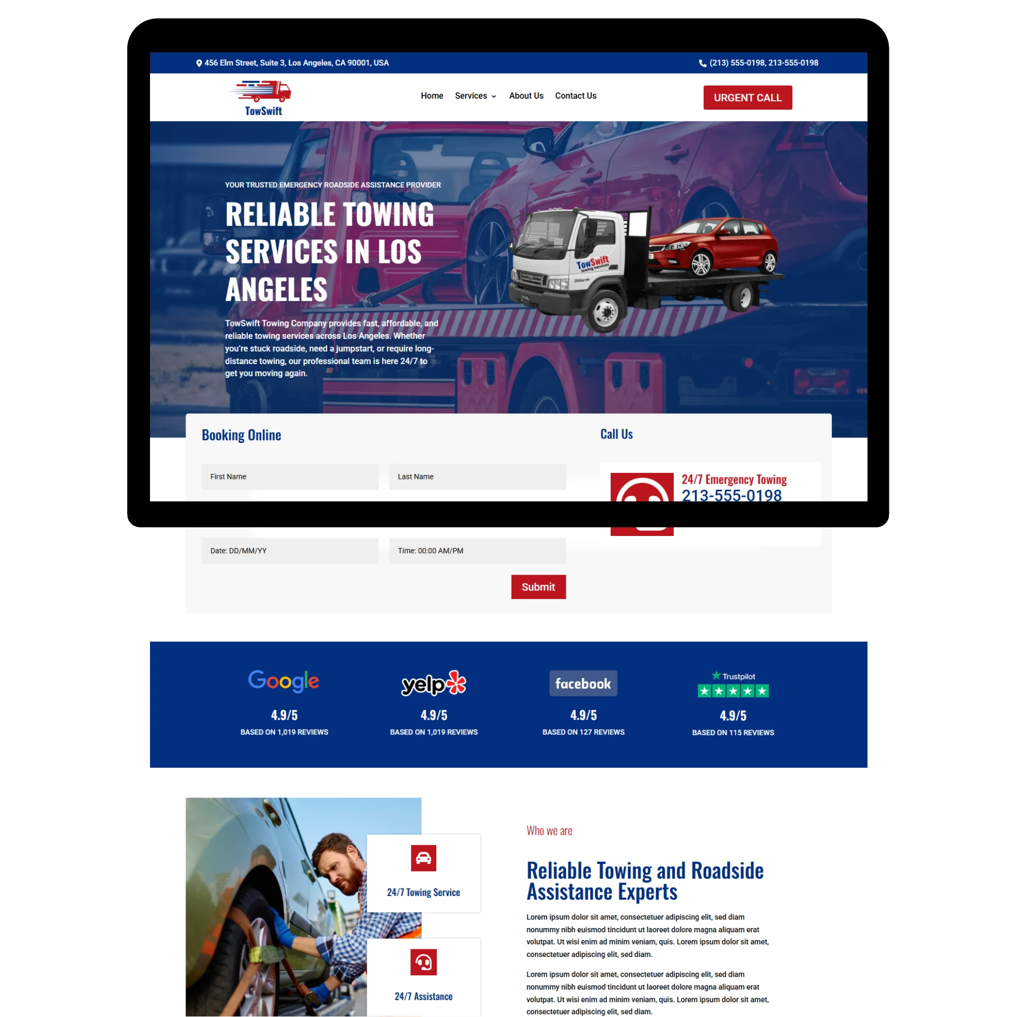 Wordpress-Design-towing-Template towing company website template
