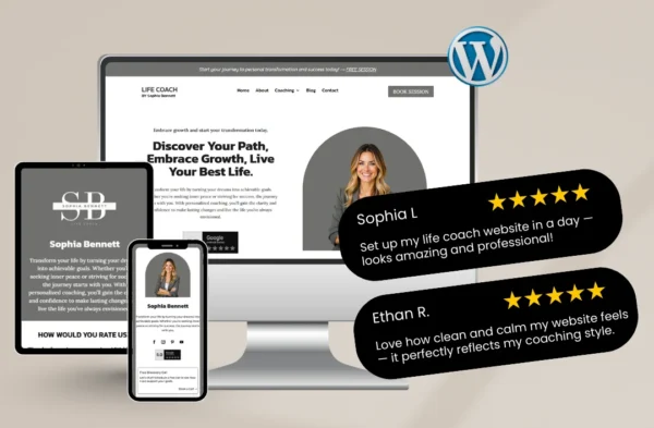 Most life coach websites fail structurally. They rely on one generic services page, load slowly on mobile, and don’t rank for service + city searches. This Life Coach WordPress template addresses those gaps with a strategic page structure, a conversion-focused layout, built-in testimonial positioning, and an upgrade-ready WordPress architecture.
