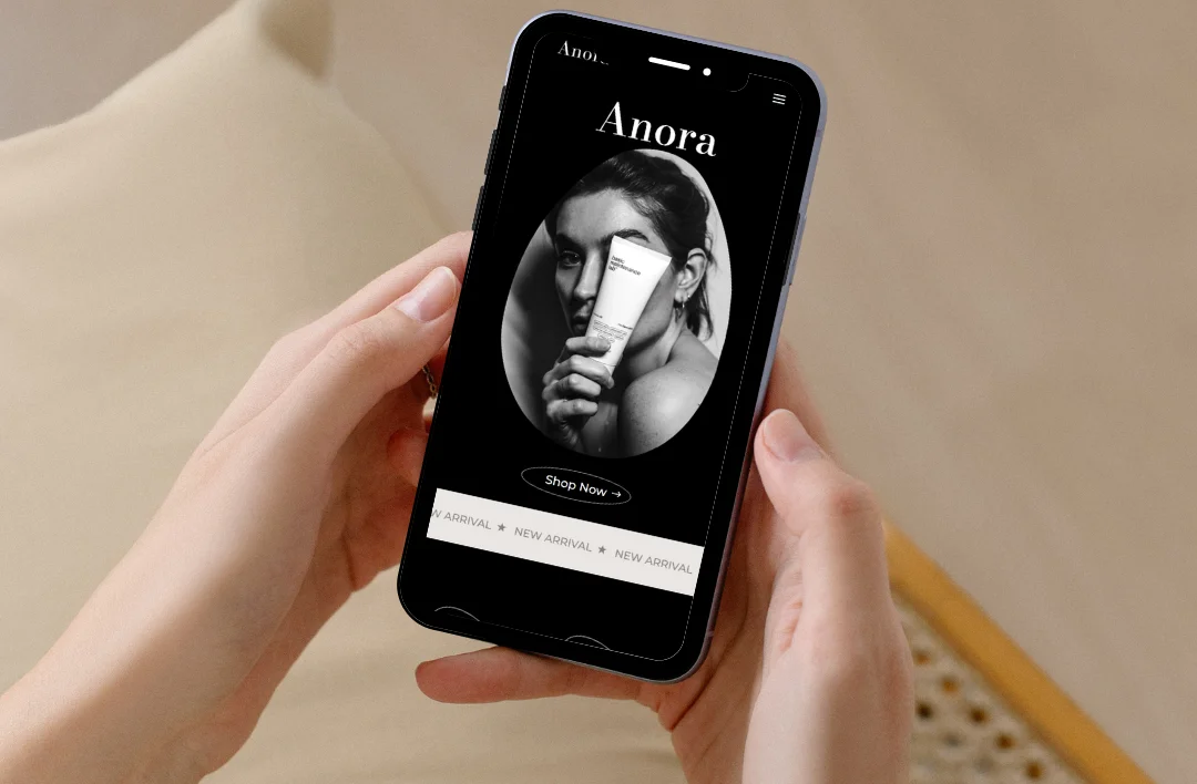 Mobile responsive Skincare eCommerce website displayed on smartphone featuring fashion homepage layout and WooCommerce design