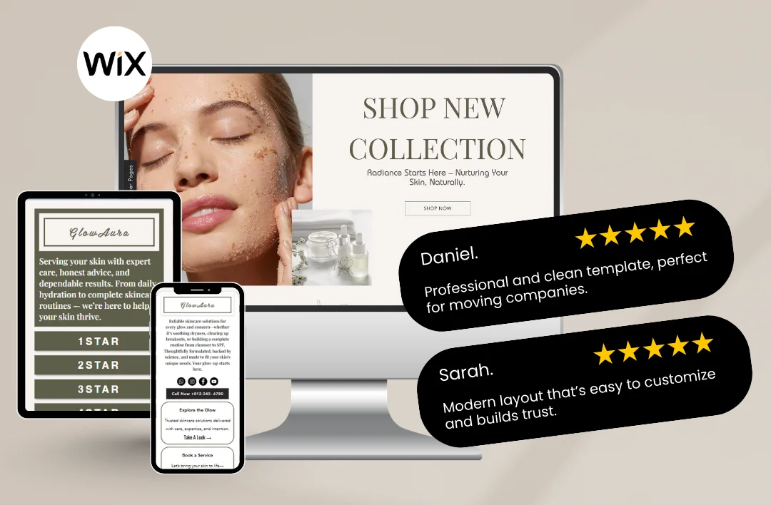 Skin Care Wix Template – Fast, Modern & Mobile Ready for Skin Care Businesses