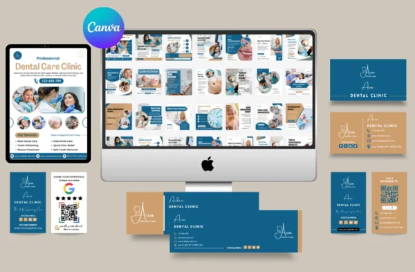 Dental Clinic Branding & Social Media Kit – Canva Template for Dentists & Dental Practices